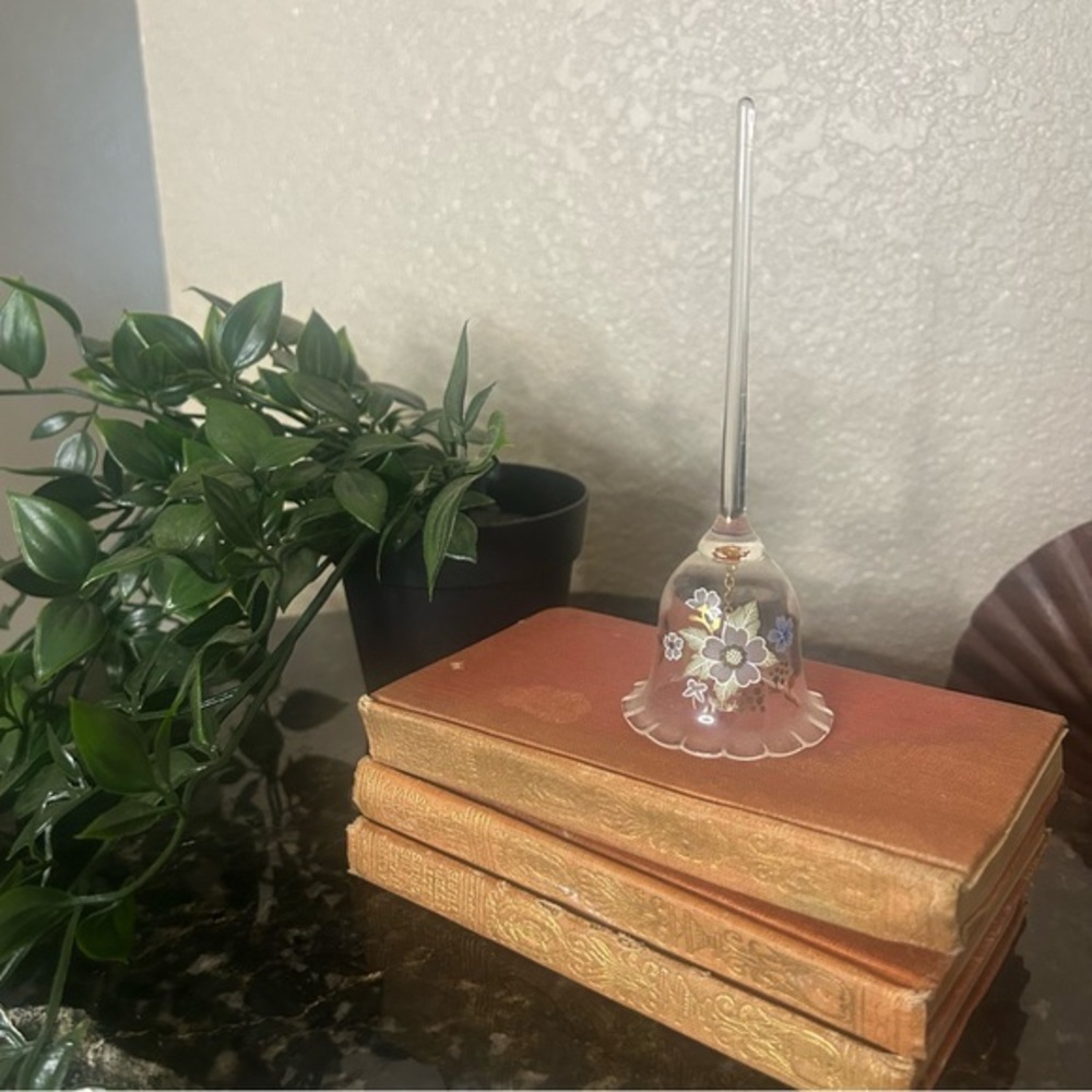 Long stem glass hand painted bell